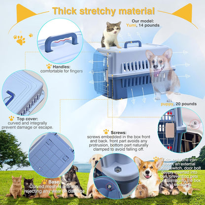 Llgj-Pets Spree Travel Pet Carrier Dog/Cat Hard-Sided Carriers for Pets up to 14 Pounds Small Animal Carrier Airline/Road Travel Approved Stout (Orang)