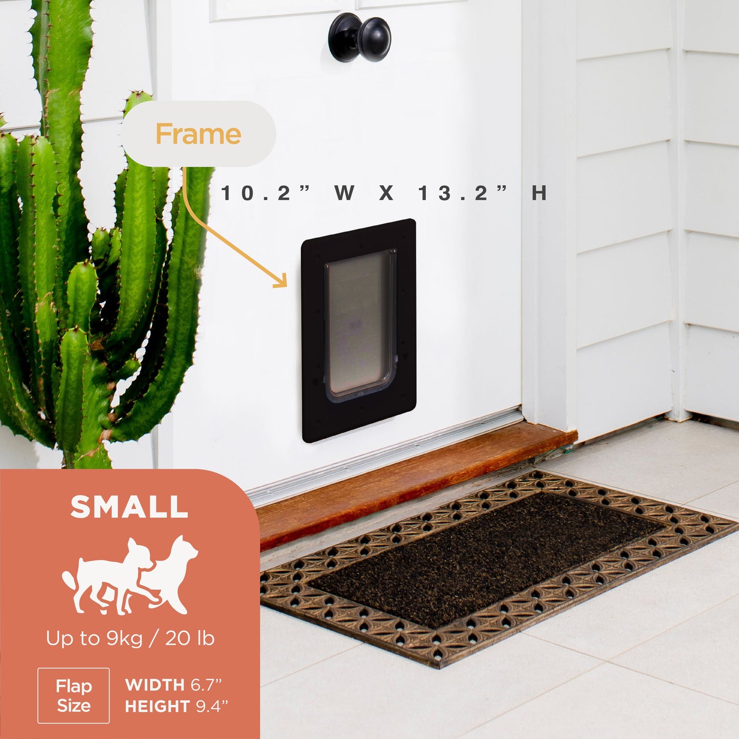 Super Tough Small Pet Door Screens, Doors up to 2.17" Thick, for Pets up to 20 Lb, Black