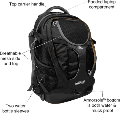 G-Train Dog Carrier Backpack - Comfortable Travel Bag for Pets up to 25 Lbs - Waterproof Bottom - Multi-Compartment Pack - Dog Hiking Gear - Rugged Adventure Backpack - Navy Blue
