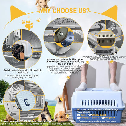 Llgj-Pets Spree Travel Pet Carrier Dog/Cat Hard-Sided Carriers for Pets up to 14 Pounds Small Animal Carrier Airline/Road Travel Approved Stout (Orang)