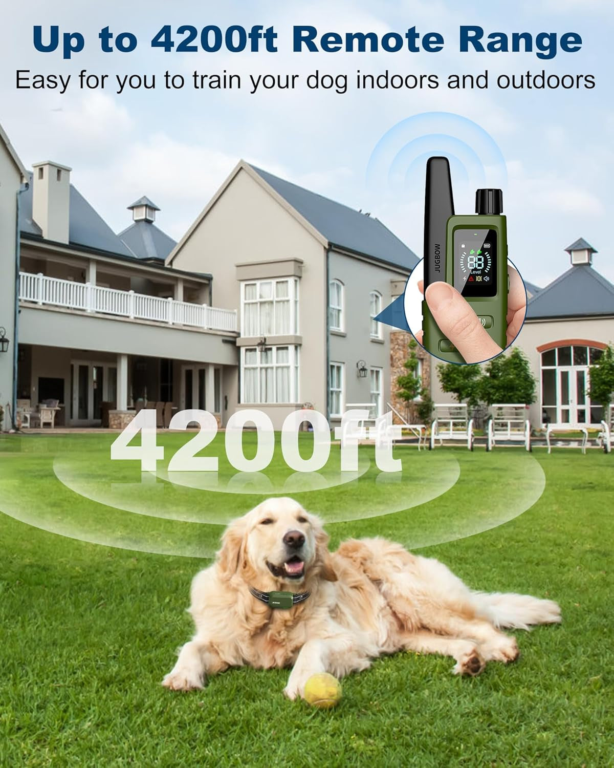 Dog Shock Collar with Remote - 3300 Ft Waterproof IPX7 Dog Training Collar for 10-120 Lbs Large Medium Small Dogs, Rechargeable E-Collar
