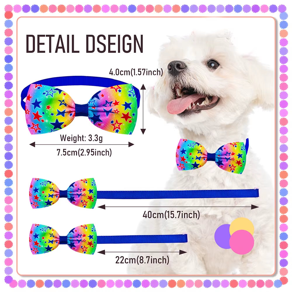 50PCS Summer Small Dog Bow Tie for Dogs Pets Bows for Small Dogs Grooming Hair Bows Pets Accessories for Dogs