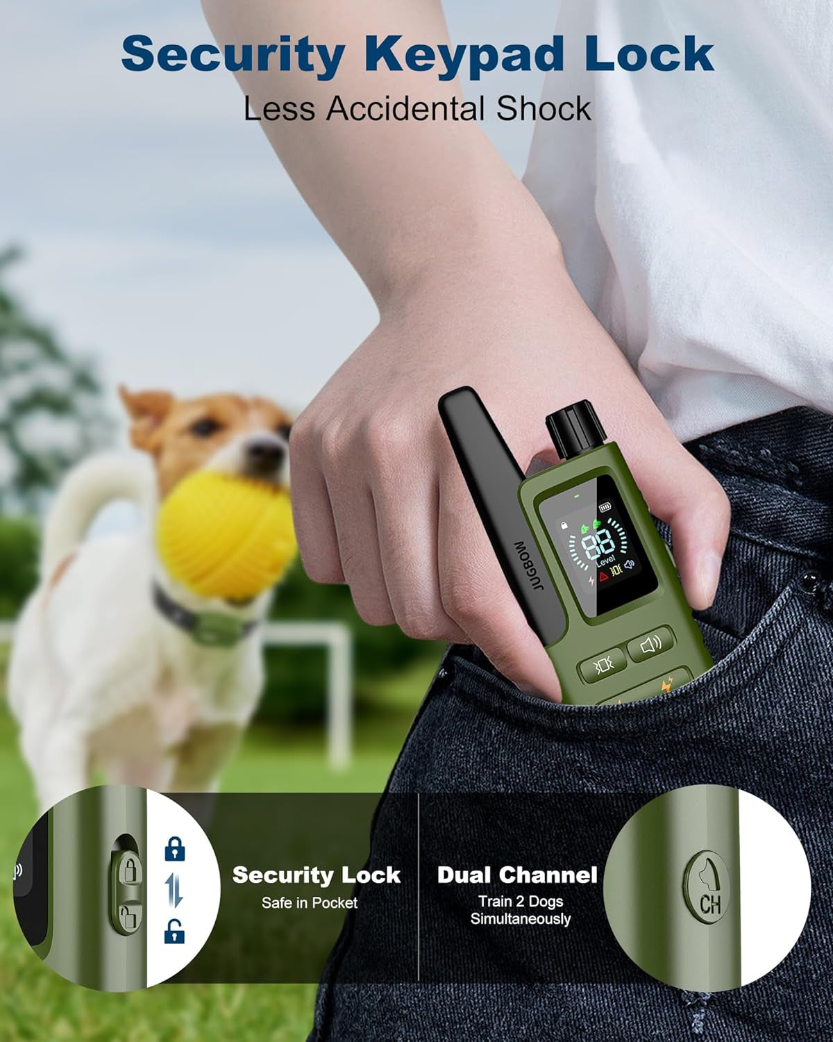 Dog Shock Collar with Remote - 3300 Ft Waterproof IPX7 Dog Training Collar for 10-120 Lbs Large Medium Small Dogs, Rechargeable E-Collar