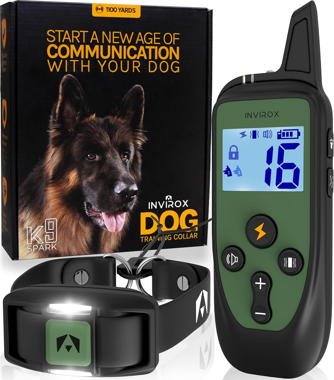 X2 Dog Shock Collar, [2023 Edition] 123 Levels, Dog Collars for Medium Dogs (Navy Green)