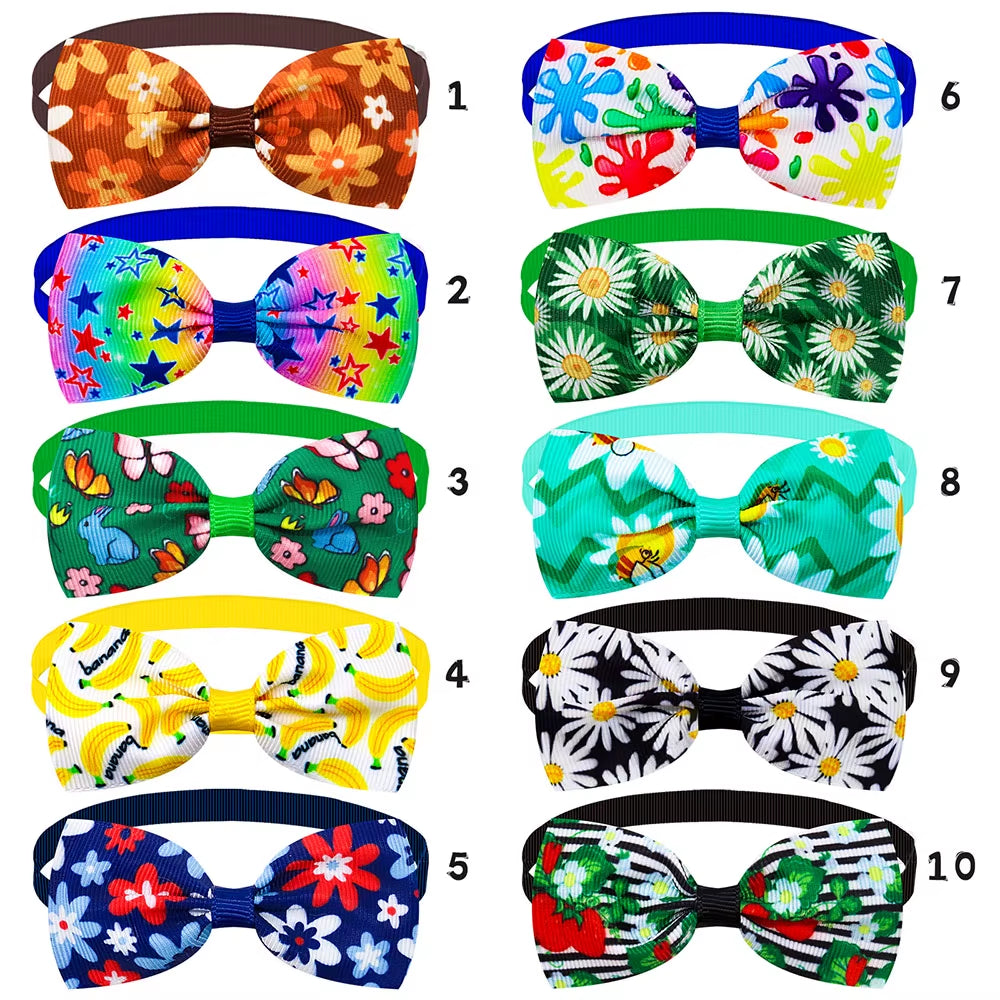 50PCS Summer Small Dog Bow Tie for Dogs Pets Bows for Small Dogs Grooming Hair Bows Pets Accessories for Dogs